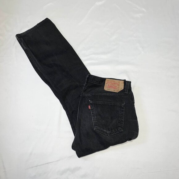 Levi's 501 XX Black Straight Leg Fit Jeans Men's 35x32 Button Fly Cotton Denim - Picture 3 of 8
